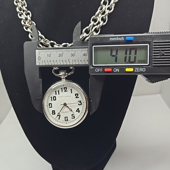 TOKYObay Pocket Watch Silver Tone New Battery Jeans Pants Suit Chain Necklace - Picture 4 of 12
